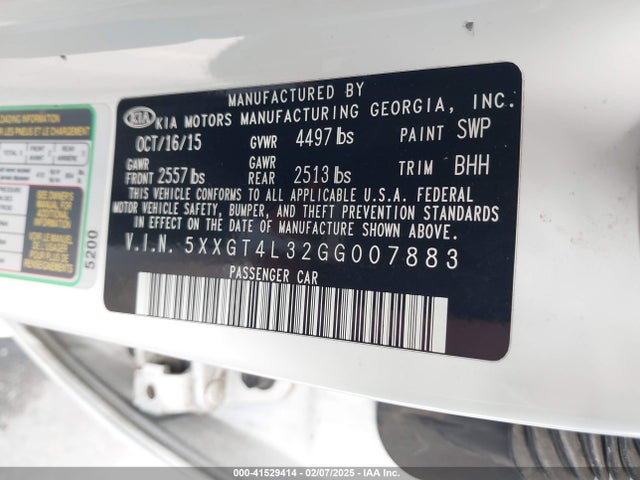 KIA Optima Lx 2016 5XXGT4L32GG007883 Image 9