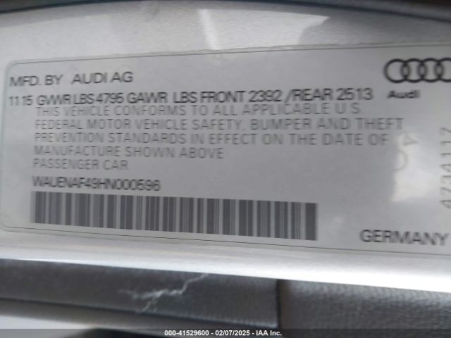 WAUENAF49HN000596 Audi A4 2.0t Premium