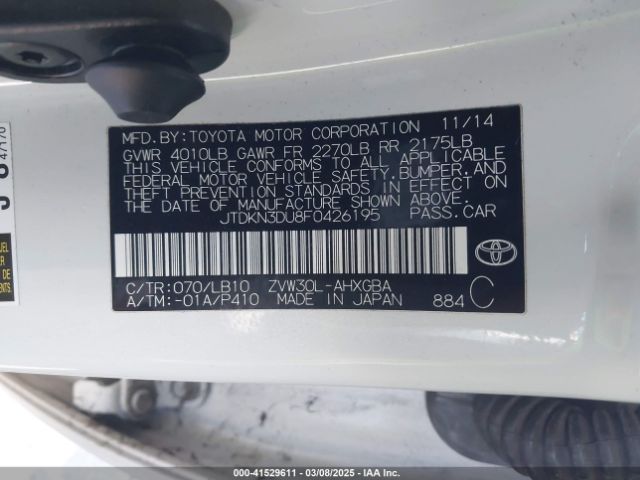 JTDKN3DU8F0426195 Toyota Prius Four