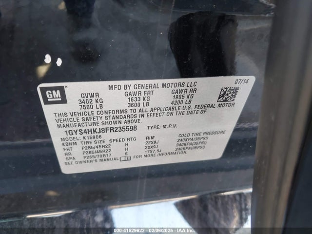 2015 CADILLAC ESCALADE ESV 1GYS4HKJ8FR235598 Photo 8