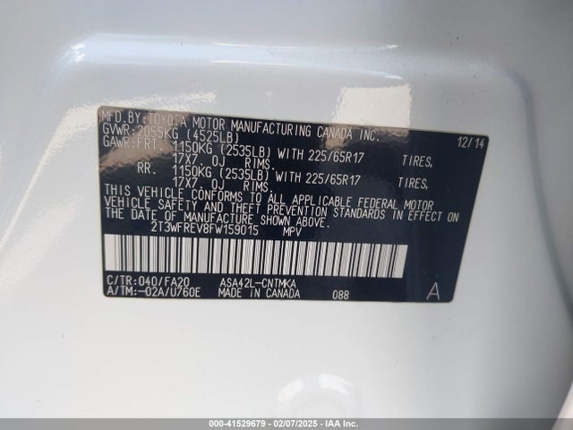 Toyota Rav4 Xle 2015 2T3WFREV8FW159015 Image 9