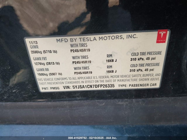 2013 TESLA MODEL S 5YJSA1CN7DFP26335 Photo 8