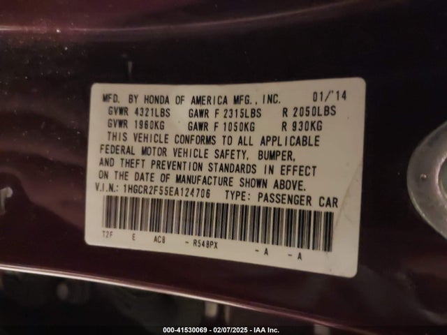 Honda Accord Sport 2014 1HGCR2F55EA124706 Image 9