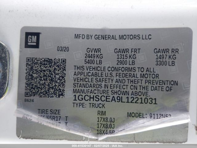 1GCHSCEA9L1221031 Chevrolet Colorado 2wd  Long Box Lt