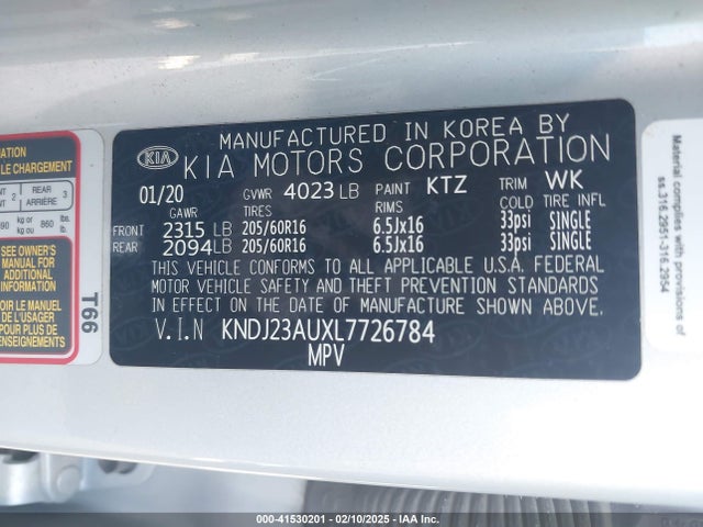 KNDJ23AUXL7726784 KIA SOUL LX