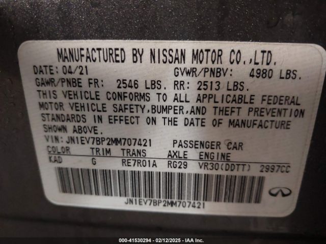 JN1EV7BP2MM707421 Infiniti Q50