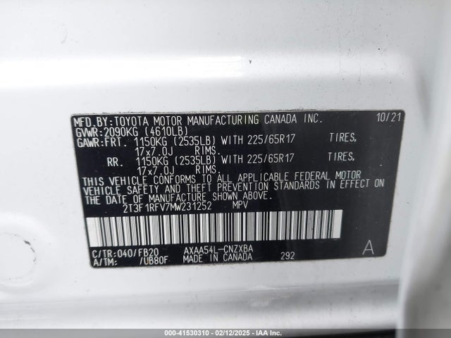 Toyota RAV4 LE 2021 2T3F1RFV7MW231252 Image 9