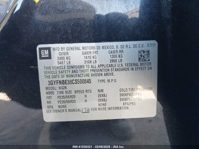2012 CADILLAC SRX 3GYFNBE38CS500845 Photo 8