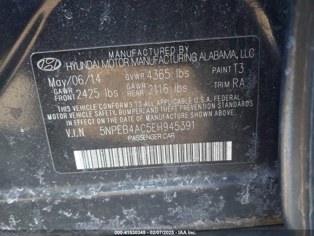 5NPEB4AC5EH945391 Hyundai SONATA GLS