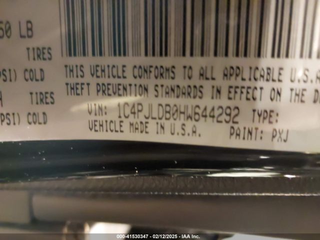 1C4PJLDB0HW644292 Jeep Cherokee High Altitude Fwd