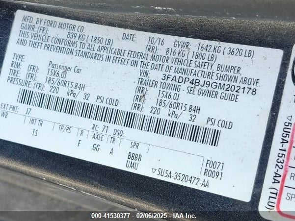 Ford Fiesta 2016 3FADP4BJ9GM202178 Image 9