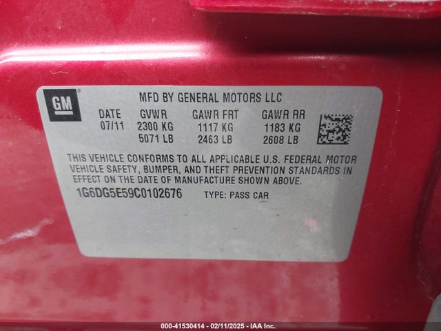 2012 CADILLAC CTS 1G6DG5E59C0102676 Photo 8