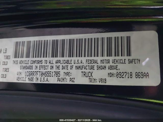 1C6RR7FT0HS551785 RAM 1500 Tradesman  4x4 6'4 Box