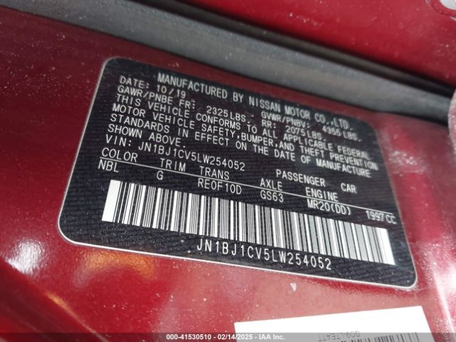 JN1BJ1CV5LW254052 Nissan Rogue Sport Sv Fwd Xtronic Cvt