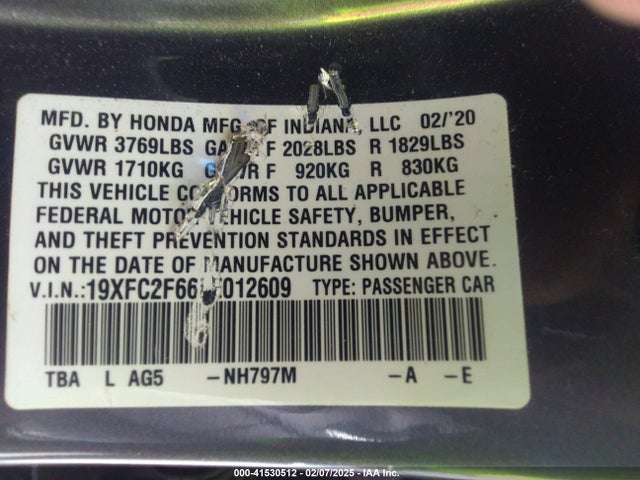 Honda Civic Lx 2020 19XFC2F66LE012609 Image 9