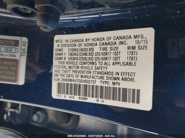 Honda Cr-v Ex-l 2016 2HKRM4H70GH602737 Image 9