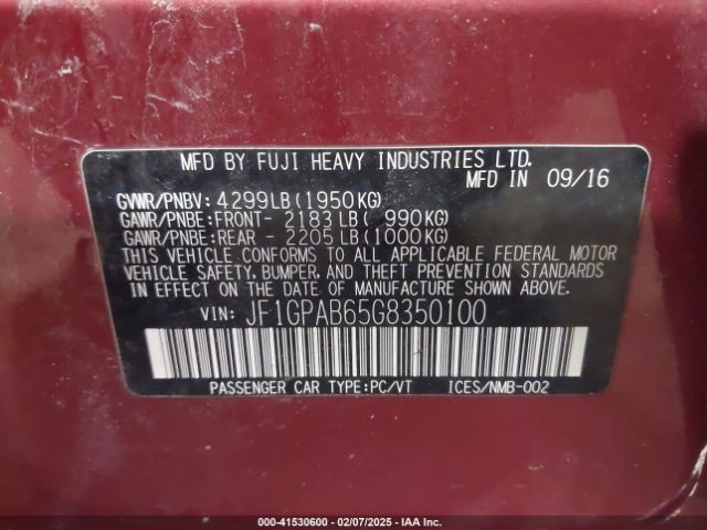 JF1GPAB65G8350100 Subaru Impreza 2.0i Premium