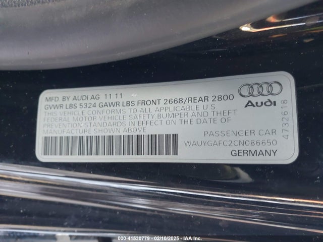 2012 AUDI A7 WAUYGAFC2CN086650 Photo 8
