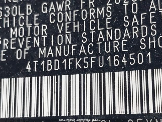 4T1BD1FK5FU164501 Toyota Camry Hybrid Le