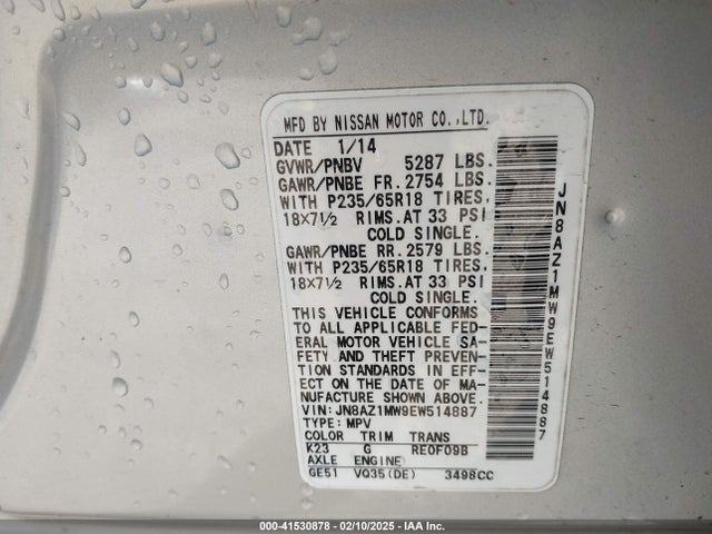 JN8AZ1MW9EW514887 Nissan Murano Le/s/sl/sv