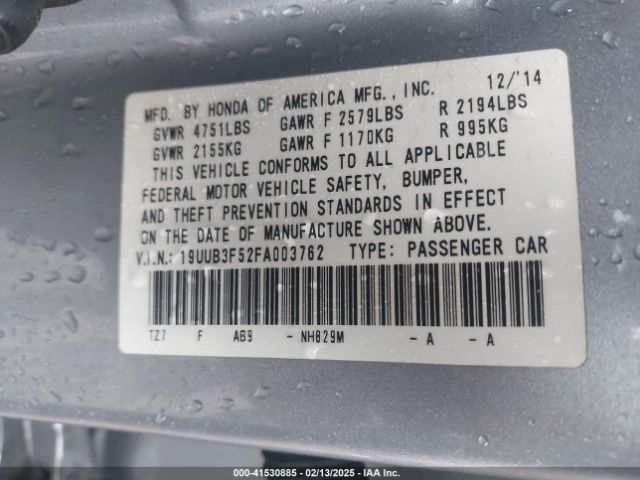 19UUB3F52FA003762 Acura Tlx V6 Tech