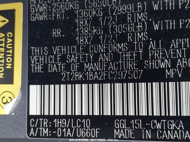 2T2BK1BA2FC297507 Lexus RX 350