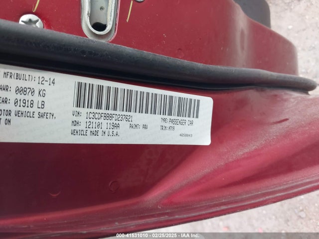 Dodge DART SXT 2015 1C3CDFBB8FD237621 Image 9