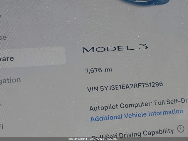 5YJ3E1EA2RF751296 Tesla Model 3 Long Range Dual Motor All-wheel Drive/rear-wheel Drive