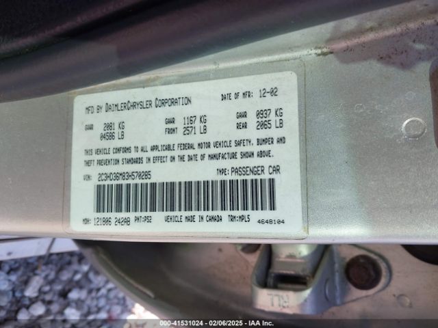 2003 CHRYSLER CONCORDE 2C3HD36M83H570285 Photo 8