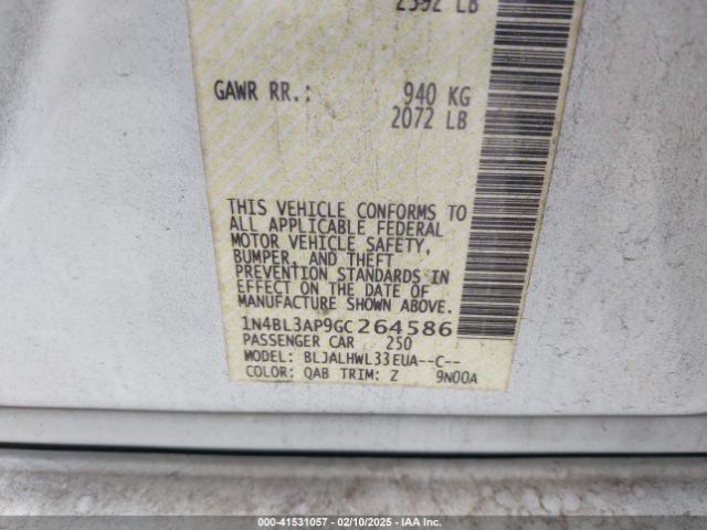 1N4BL3AP9GC264586 Nissan Altima 3.5 Sr
