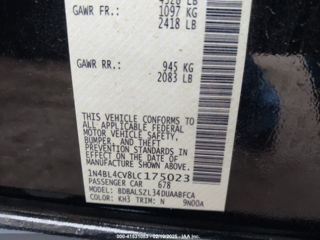 1N4BL4CV8LC175023 Nissan Altima Sr Fwd