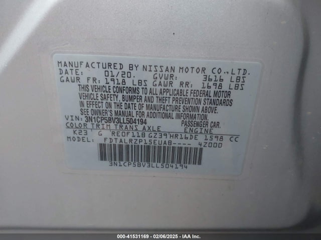 Nissan Kicks S Xtronic Cvt 2020 3N1CP5BV3LL504194 Image 9