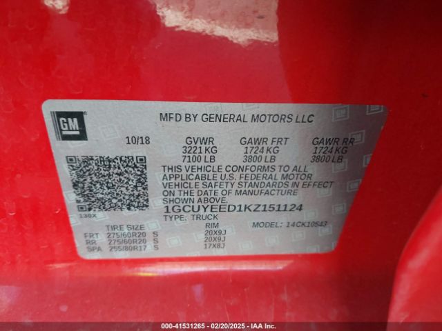 1GCUYEED1KZ151124 Chevrolet Silverado 1500 Rst