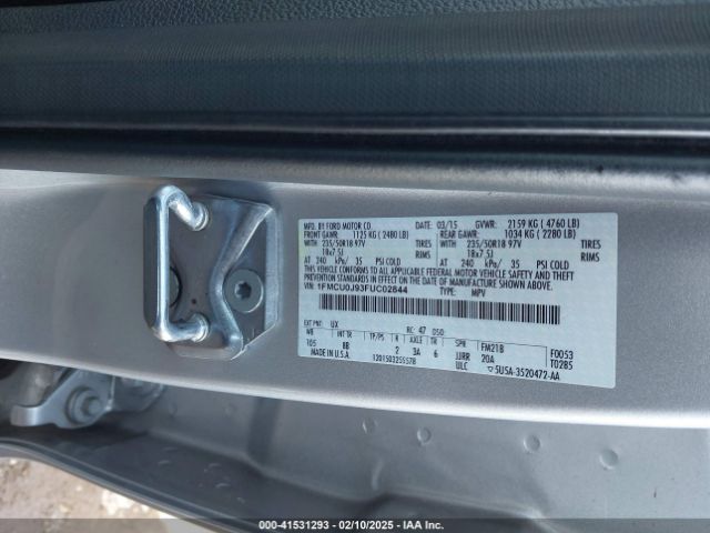 1FMCU0J93FUC02844 Ford Escape Titanium