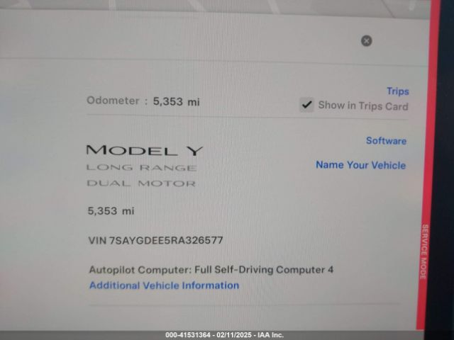 7SAYGDEE5RA326577 Tesla Model Y Long Range Dual Motor All-wheel Drive