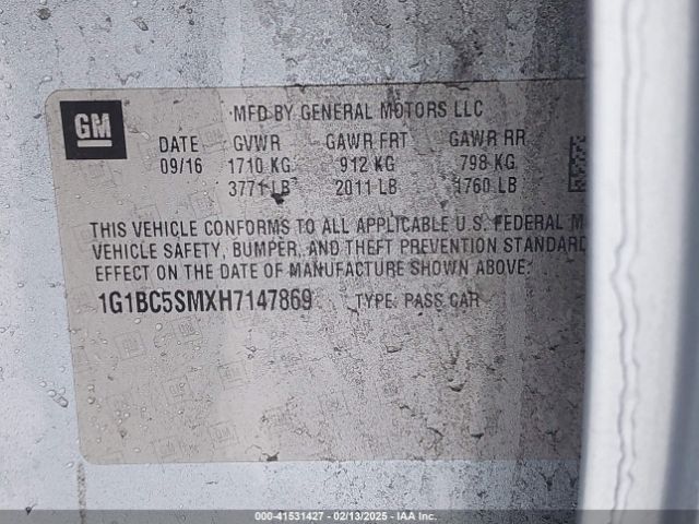 1G1BC5SMXH7147869 Chevrolet Cruze Ls Auto