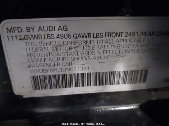 2013 AUDI A4 WAUBFAFL3DN031361 Photo 8