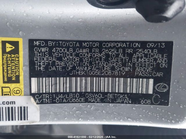 JTHBK1GG5E2087819 Lexus ES 350