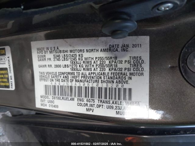 2011 MITSUBISHI ENDEAVOR 4A4JN3AS0BE018200 Photo 8