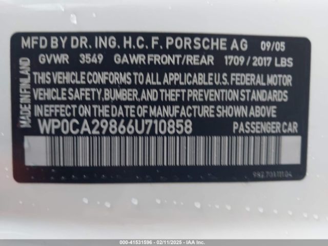 2006 PORSCHE BOXSTER WP0CA29866U710858 Photo 8