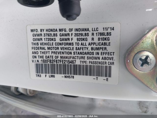 19XFB2F87FE215467 Honda CIVIC EX