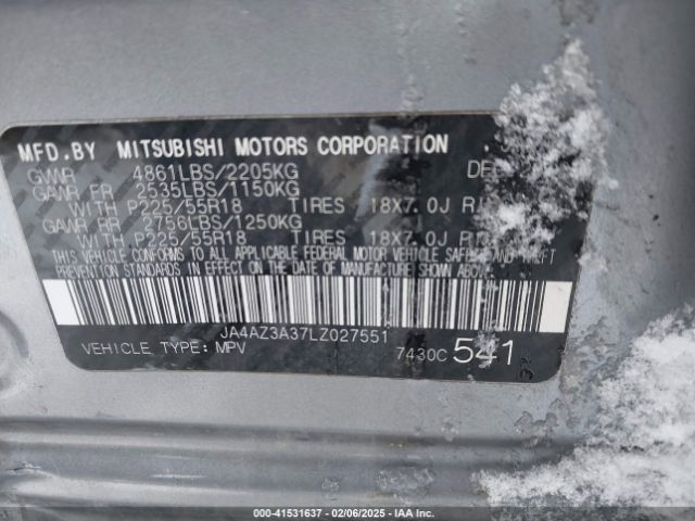 JA4AZ3A37LZ027551 Mitsubishi Outlander Es 2.4 S-awc