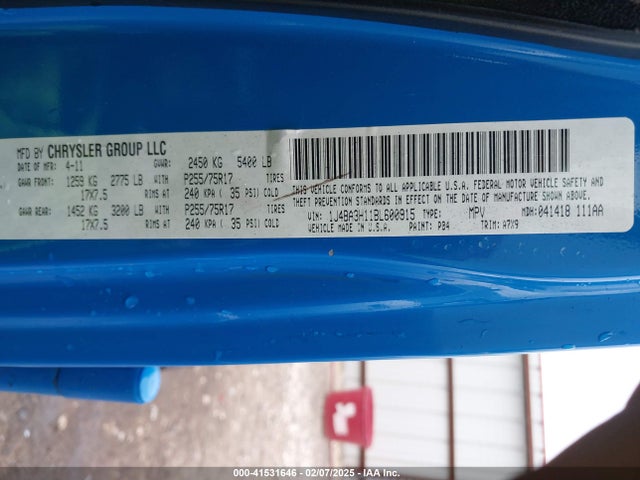 41531646 :رقم المزاد ، 1J4BA3H11BL600915 vin ، 2011 Jeep Wrangler Unlimited Sport مزاد بيع