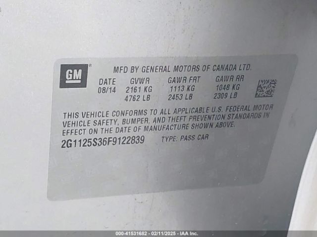 2G1125S36F9122839 Chevrolet Impala 2lt