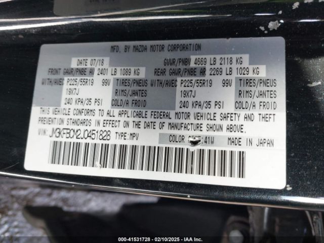 JM3KFBCM2J0451828 Mazda Cx-5 Touring