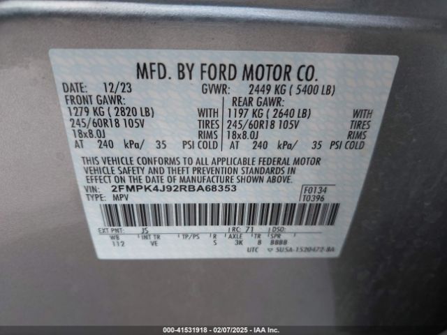 2FMPK4J92RBA68353 Ford EDGE SEL