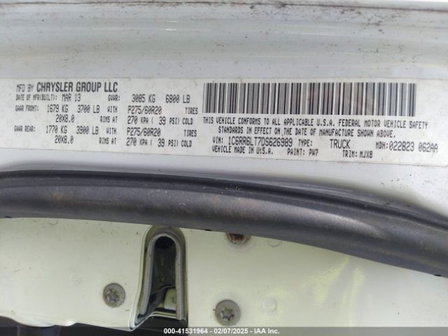2013 RAM 1500 1C6RR6LT7DS626989 Photo 8