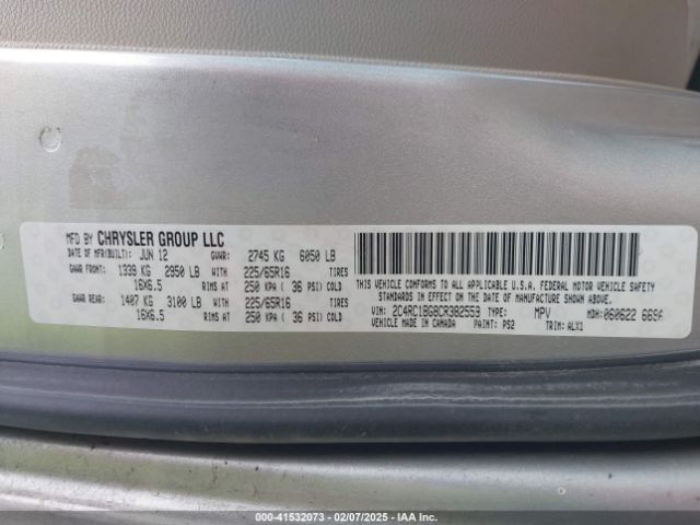 2012 CHRYSLER TOWN & COUNTRY 2C4RC1BG8CR382559 Photo 8