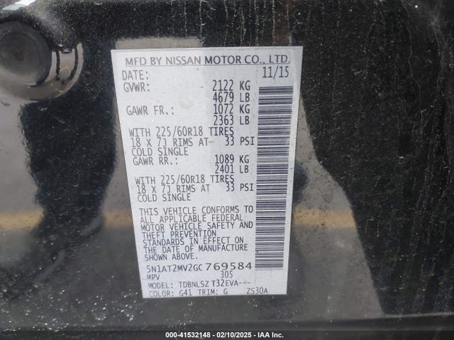 Nissan Rogue Sl 2016 5N1AT2MV2GC769584 Image 9