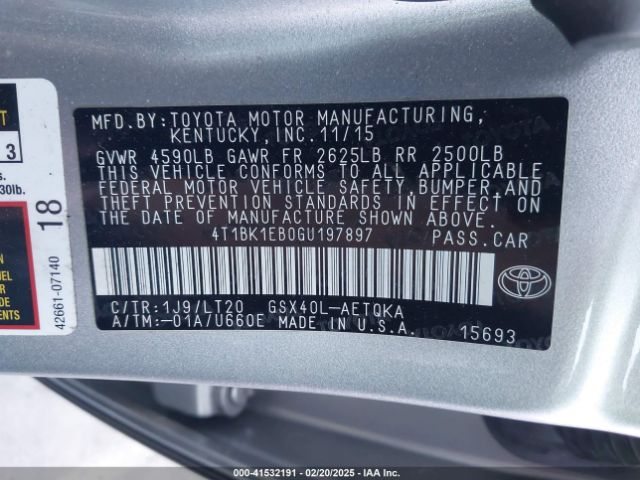 4T1BK1EB0GU197897 Toyota Avalon Touring